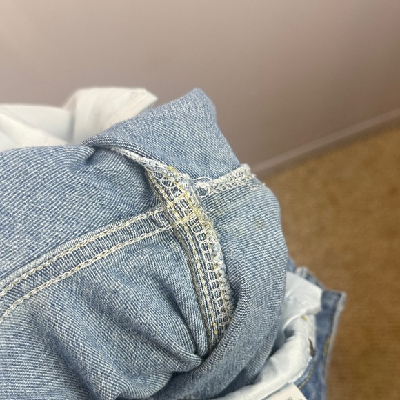 Agolde Blue Pearl Rhinestone Embellished High Rise Distressed Cropped XS Jeans - Picture 11 of 11